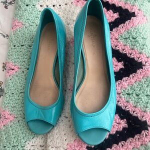 Cole Haan Women's Turquoise Peep Toe Heels